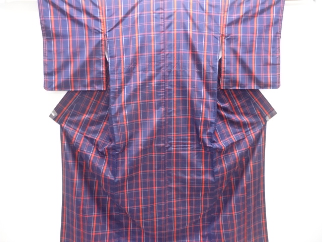 格子織り出し米沢紬着物アンサンブル